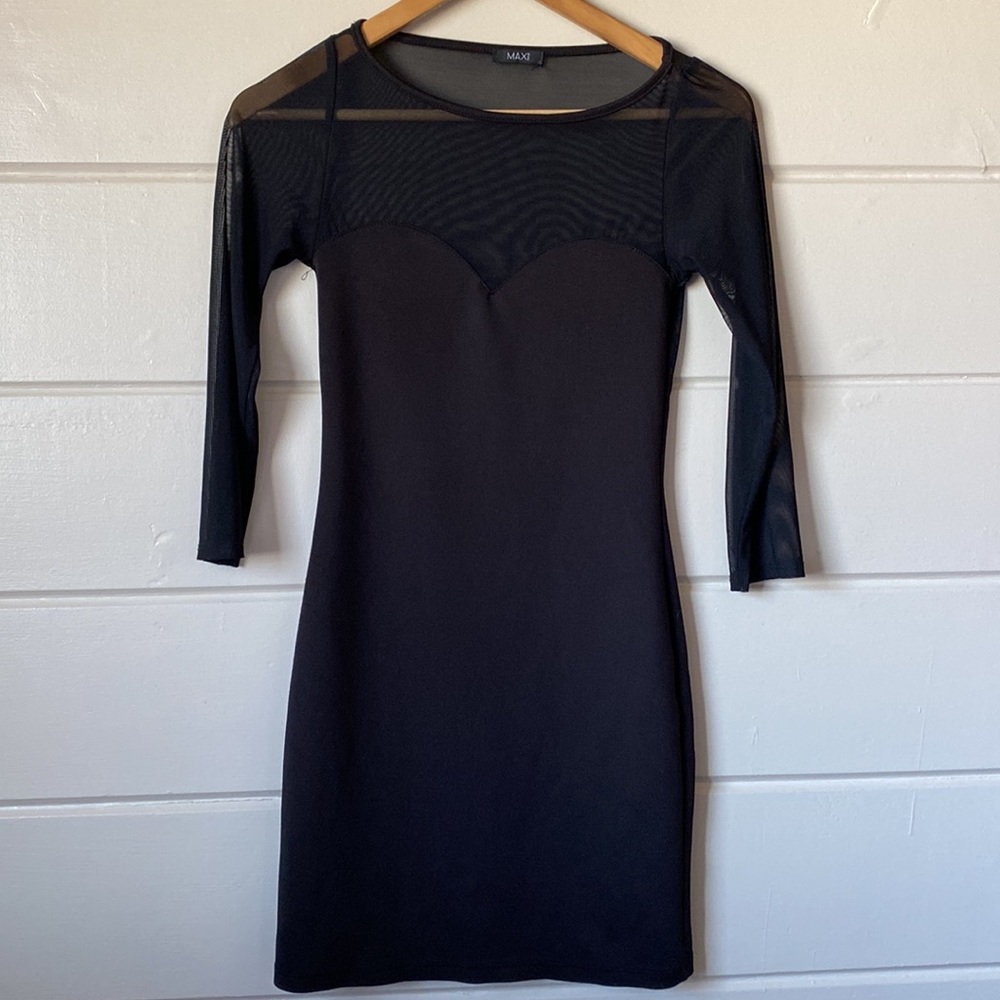 Max Rave Long Sleeve Sheer Mini Dress Size Small - Gem